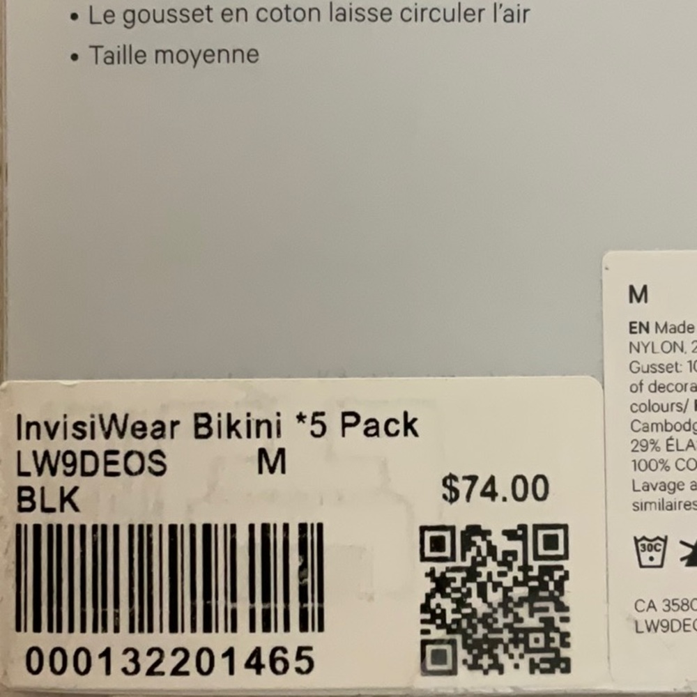 New in Package Lululemon InvisiWear Mid-Rise Bikini Underwear 5 Pack - Picture 6 of 6